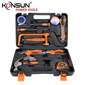 Ensemble d'outils essentiels KONSUN de 13 pièces, <span class=keywords><strong>scie</strong></span> <span class=keywords><strong>à</strong></span> métaux, pinces, clé <span class=keywords><strong>à</strong></span> molette réglable, marteau et ruban <span class=keywords><strong>à</strong></span> mesurer pour la réparation domestique et automobile |   OEM - Product Image 1
