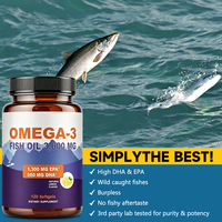 120 gélules d'huile de poisson en vrac, supplément EPA DHA 3600 mg, capsules d'huile de poisson oméga 3 végétaliennes pour hommes et femmes