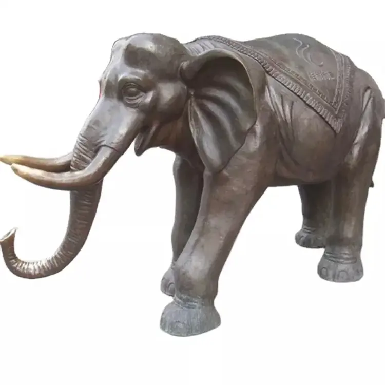 Dierentuin Decoratie Antiek Dierenbeeld Bronzen Staande Olifant Sculptuur