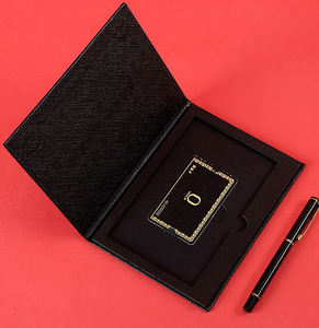 Boîte de carte-cadeau de luxe, imprimé noir, carte bancaire, carte de crédit, boîte d'emballage de deux cartes-cadeaux en métal, logo personnalisé - Product Image 5