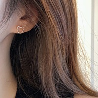 Bijoux fins, plaqué or 14 carats, argent sterling 925, petit ours avec zircone cubique, piercing hélix, boucles d'oreilles clous