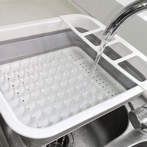 High Quality Foldable Kitchen Storage Rack Retractable Drain Basket Kitchen Gadget <b>Colanders</b> & Strainers - Product Image 4