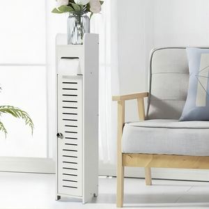 Moderno pequeño baño almacenamiento esquina piso gabinete doble nivel estantes blanco PVC estrecho baño fregadero organizador inodoro toalla tocador - Product Image 4