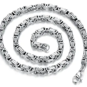 Collier Hip-Hop avec chaîne pour hommes, de 5mm de diamètre, chaîne Tribal en acier inoxydable, corde en argent