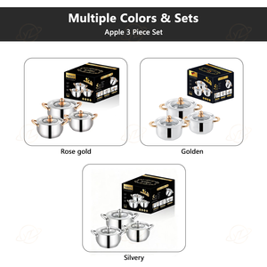 Set di Pentole Billion in Acciaio Inox 201, Pentola per Zuppa Rinforzata, Set da 6 Pezzi con Doppio Fondo per Piano a Induzione - Product Image 2