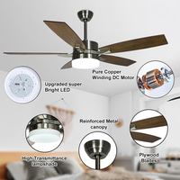 Nouveauté 42 pouces 48 pouces 52 pouces salon intérieur Led ventilateur de plafond lumière avec contreplaqué 5 pales