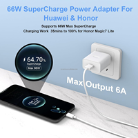 Pengisi daya Cepat 66W Super isi ulang untuk Honor Magic7 6 Lite 66W adaptor daya USB pengisi daya Cepat Super dengan kabel 2M Untuk Honor