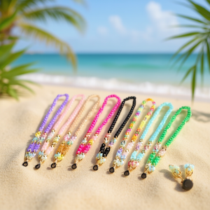 Cadena de Plástico de 70cm con Cierre de Tres Vías para Gafas de Sol, Diseño de Cuentas Coloridas - Product Image 3