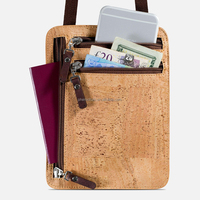 Portefeuille de voyage vintage anti-RFID, écologique, pour passeport, argent et téléphone, avec plusieurs fermetures éclair, antivol, sac bandoulière en nylon