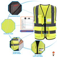 Gilet de sécurité réfléchissant pour géomètre, gilet d'inspection haute visibilité en maille avec poches utilitaires