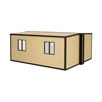 Rumah Prefabrikasi Kontainer Lipat 20FT 40FT Desain Sayap Ganda Tirai Kaca Villa Modern Hotel Sistem Tenaga Surya