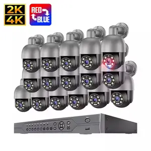 Two-way Audio 16 Channel Poe Cctv Camera Ip 8mp Full Color Night Vision Ptz Dome Camera System