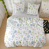 Ensemble de literie européen 3 pièces en microfibre imprimée, drap, taie d'oreiller et housse de couette