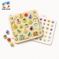 Jeu de tri et d'association sur le thème des animaux marins en bois avec cartes double face et jeu de puzzle interactif à boutons sur la faune marine W12E249
