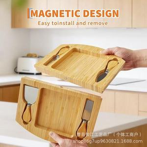 Juego de tablas de quesos personalizadas, tabla de cortar queso magnética desmontable de bambú, tabla para cortar carne para cocina casera - Product Image 4