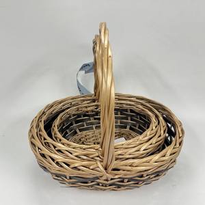 Oval Wood <b>Chip</b> Woven <b>Basket</b> Handle Wicker Willow <b>Basket</b> for Kitchen Bathroom Wardrobe Living Room for Flowers Jewelry Storage - Product Image 3