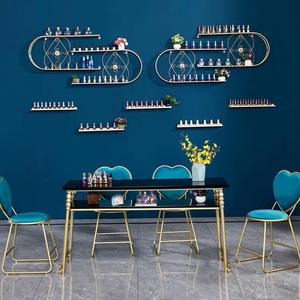 Yüksek kaliteli mavi ve altın manikür masası ve sandalye seti güzellik salonu mobilyası - Product Image 3