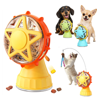 Jouet interactif 2-en-1 pour chat et chien : Distributeur de friandises rotatif avec baguette de stimulation