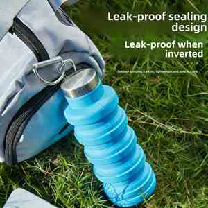Botella de Agua Plegable de Silicona de 500 ml con Logotipo Personalizado, a Prueba de Fugas, con Mosquetón para Deportes al Aire Libre - Product Image 1