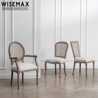 WISEMAX – chaise de salle à manger rétro en rotin, mobilier nordique, chaise de salle à manger en bois massif, dossier en rotin simple, design de chaise de salle à manger