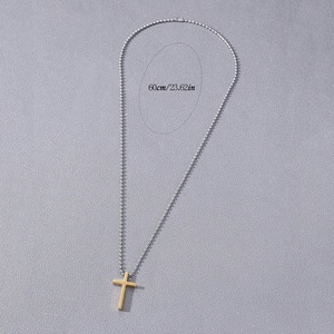 Colar de Cruz em Aço Inoxidável Hip Hop Punk para Homens, Joia Religiosa com Anel Interligado, Colar de Moda - Product Image 4