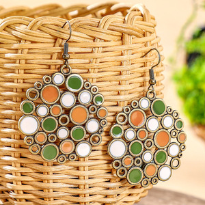 Geometric <b>Drop</b> Earrings Alloy Antique <b>Bronze</b> Plated Bohemia Style Women's Party Jewelry - Product Image 3