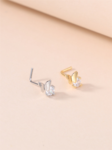 20G clous de nez en forme de L CZ papillon 18K or rempli couleur argent piercing de nez pour femmes fille mignon narine bijoux en gros - Product Image 3
