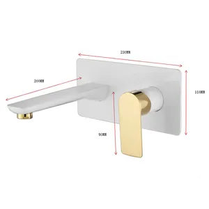 Putih Keran Kamar Mandi Dinding Conclealed Dipasang Keran Air Mixer Tunggu Torneira Modern Mewah Kuningan Emas Ru