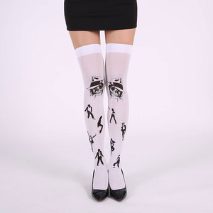 Calcetines Altos Hasta el <span class=keywords><strong>Muslo</strong></span> con Estampado de <span class=keywords><strong>Esqueleto</strong></span> para Mujer |   Opciones Personalizadas de Múltiples Colores |   Patrón de Hueso Novedoso |   Disfraces y Ropa para Fiestas de Halloween - Product Image 4