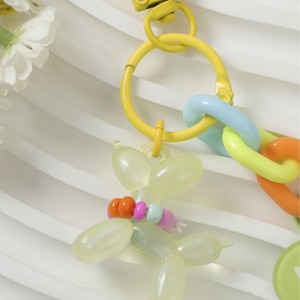 Llavero con colgante de cadena de arcoíris con patrón <span class=keywords><strong>YA</strong></span>, forma de corazón, letra, perro globo y cuentas, ecológico, reutilizable, superventas transfronterizo - Product Image 4
