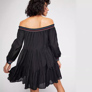 Free <span class=keywords><strong>People</strong></span> Sunbeams donna floreale ricamato sulla spalla Mini abito stile europeo bohémien per le donne - Product Image 4