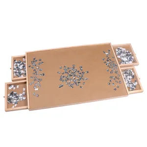 4 슬라이딩 저장 서랍과 1000 조각 퍼즐 보드 나무 직소 퍼즐 테이블