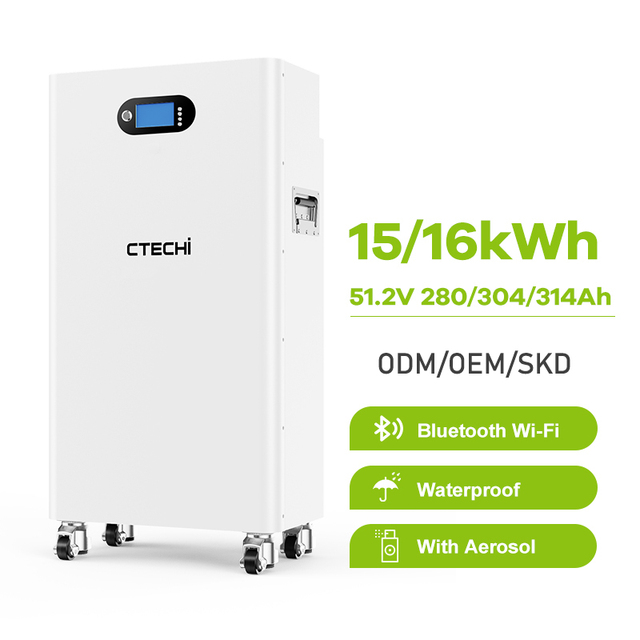 Phone Control 48 V 51.2 V 300Ah 314Ah 14kWh 15kWh 16kWh Home Power Storage Lithium Lifepo4 Battery for Solar System with Aerosol
