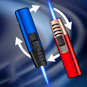 Bán buôn Ngoài Trời Bbq sáng tạo butan bơm lại Xách Tay Xe xì gà nhẹ hơn kim loại màu xanh ngọn lửa xì gà máy bay phản lực nhẹ hơn - Product Image 4