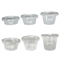 Cawan Saus 2oz Transparan Sekali Pakai PLA Biodegradable Ramah Lingkungan Kemasan Saus Deli Cawan Kecap dengan Tutup Engsel