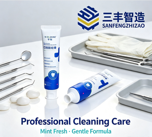 Tube de dentifrice en plastique bleu avec bouchon à clapet et étiquetage pour soins personnels - Product Image 6