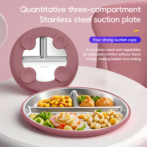Eco Friendly Thin SUS304 Plate Baby Feeding Set Kitchen Essentials Includes Bowl Bib Fork Spoon and Food <b>Storage</b> - Product Image 1