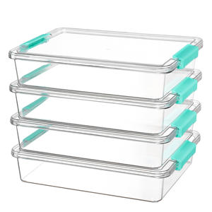 Caja de almacenamiento apilable transparente con tapa-Organizador de plástico a prueba de polvo <span class=keywords><strong>para</strong></span> <span class=keywords><strong>juguetes</strong></span> <span class=keywords><strong>Lego</strong></span>-Contenedor transparente <span class=keywords><strong>para</strong></span> ahorrar espacio - Product Image 1