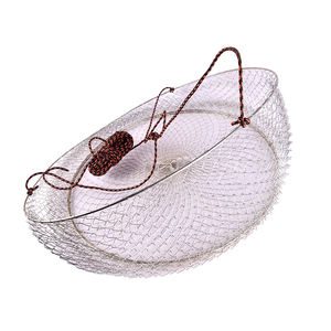 Nasse à crabes pliable en fer à mailles fines, ouverture supérieure, pour <span class=keywords><strong>la</strong></span> pêche en bateau de cabaux, bar et carpes - Outil de pêche durable - Product Image 1
