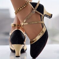 Chaussures de danse latine pour femmes, talon moyen, chaussures de danse carrée