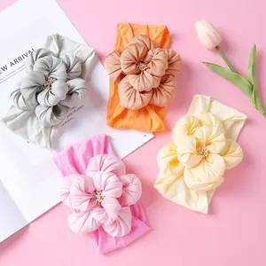 Manufacturers Direct Kids Hair Band Nylon Elastic Baby Hair Bands Wide Flower Children's Headdress