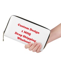 Dompet Wanita Panjang dengan Ritsleting, Bahan Kulit PU, Motif Daun Hibiscus dan Monstera Tropis yang Cerah, Dilengkapi Tempat Kartu