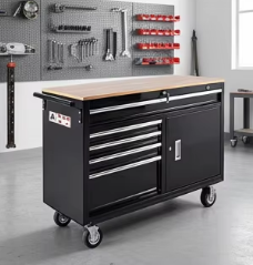 Banc de travail professionnel robuste avec chariot à outils roulant, armoire auxiliaire pour outils, boîte de rangement pour mécaniciens et garages - Product Image 3