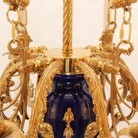 Lustre en porcelaine classique 8 lumières salon lustre en laiton de style français lampe suspendue
