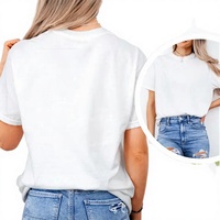T-shirt personnalisé pour femme, respirant, ample, décontracté, col rond, manches courtes, imprimé logo « Jesus a mon dos », en maille polyester/coton