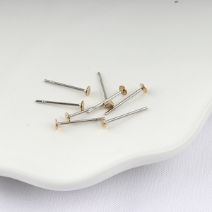 Postes para pendientes de acero inoxidable con base redonda plana de cobre soldada para la fabricación de pendientes, accesorios de joyería DIY 854522 - Product Image 2