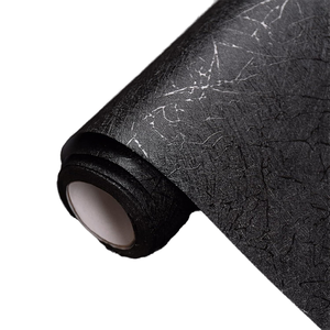 Papier peint auto-adhésif en PVC noir gaufré effet soie UDK de haute qualité, moderne, imperméable, à peler et coller, motif géométrique pour - Product Image 1