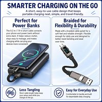Nouvelle tendance : Câble court portable pour porte-clés en alliage de zinc, affichage numérique 4-en-1, puce E-Marker, 65W 27W PD, câble de données rapide 480 Mbps