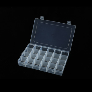 Transparent <b>Plastic</b> <b>Storage</b> Box 24 Grids With Lid Rectangle Jewelry Organizer PP Material For General Packaging - Product Image 3