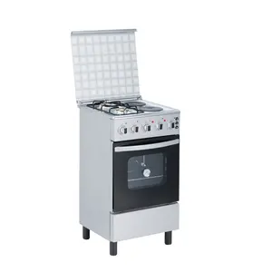 Jiaye 50*50cm Oven berdiri bebas kompor Gas bawaan dengan 2 pembakar Gas dan pelat listrik warna putih kualitas bagus Oven pintar